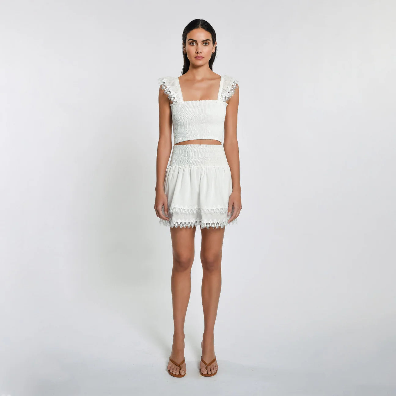 Peixoto Women Belle Skirt - White velvet skirt sumptuous