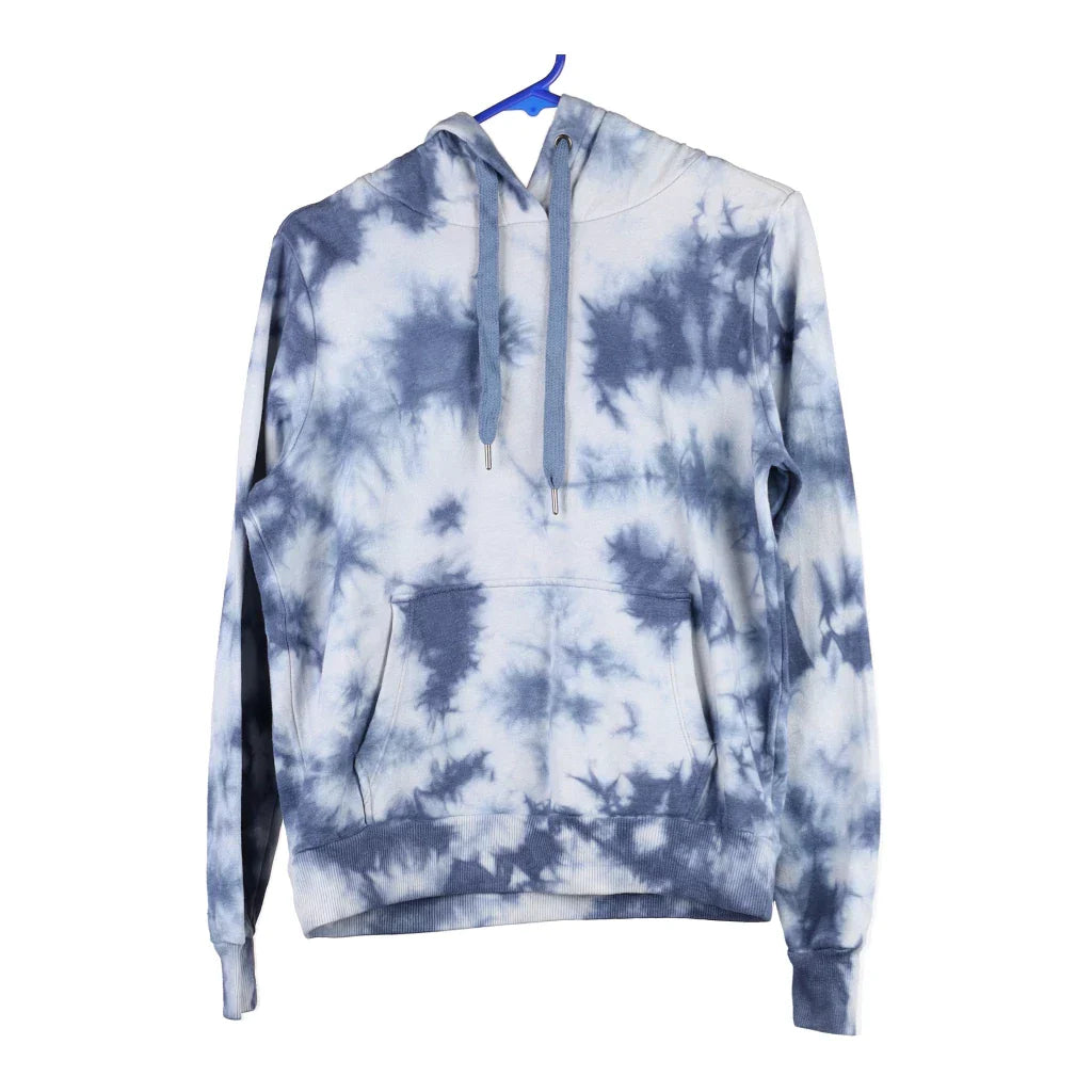 90 Degree Tie-Dye Hoodie - Small Blue Cotton Blend Hoodie with Tie-Dye Psychedelic Retro
