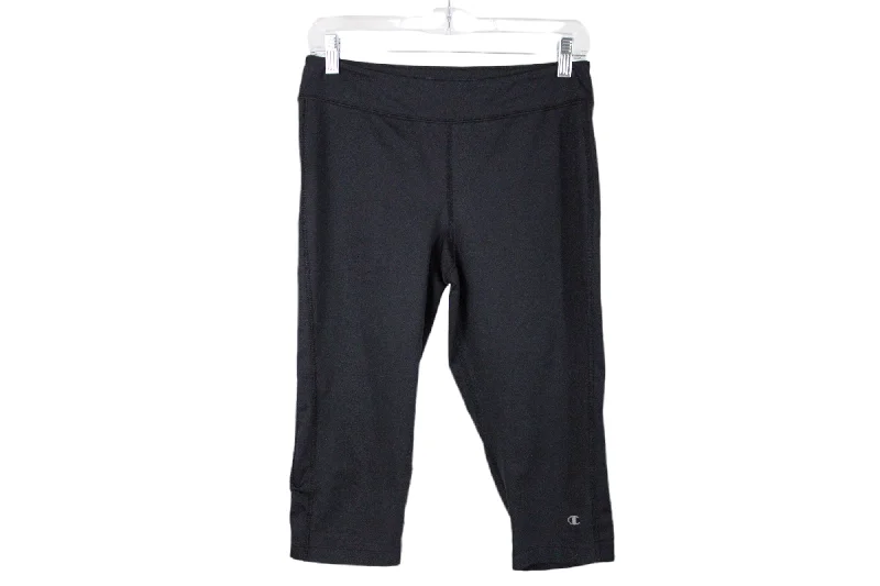 Champion Powertrain Black Capri Legging | M Comfortable Ribbed Sports Leggings