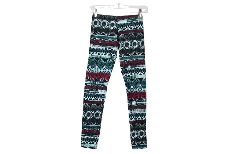 Charlotte Russe Black Pattern Leggings | M Stylish Lightweight Leggings