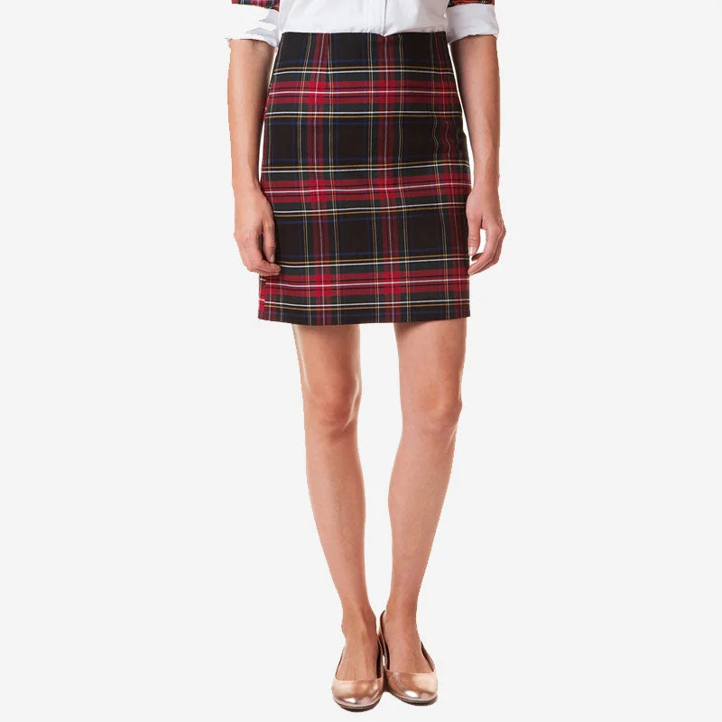 Castaway Ali Twill Skirt - Black Stewart Plaid 19" leather skirt bold