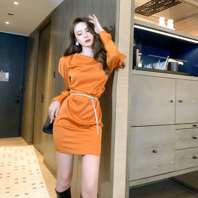 Ruche-Collar Dress, Large Sleeves Fashion Dress Tunics Vintage classic