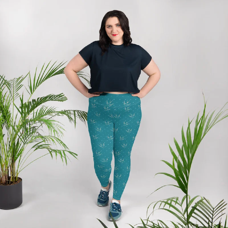 Legging Grande Taille "Hirondelles bleues " Fashionable Quick-Dry Yoga Pants