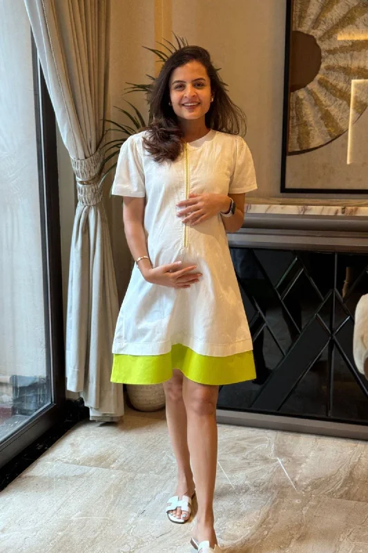 Easy Breezy White Maternity & Nursing Linen Dress Tunics Hiking breathable