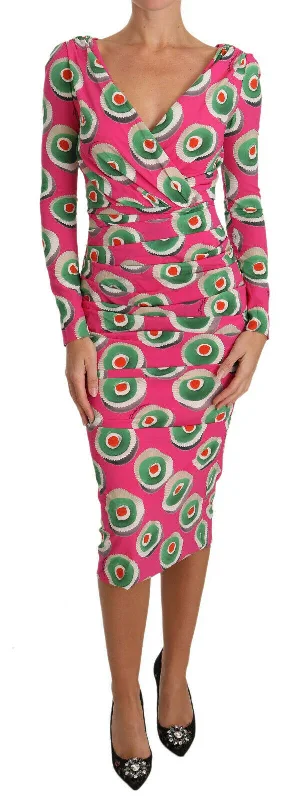 Dolce & Gabbana Elegant Pink Silk Sheath Bodycon Women's Dress Tunics Yoga stretchy