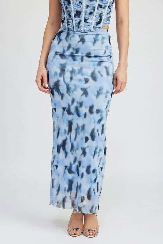Emory Park Printed Mesh Maxi Skirt lace skirt elegant