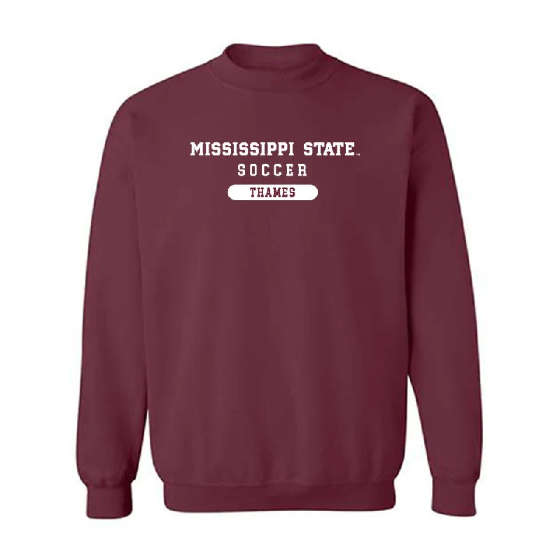Mississippi State - NCAA Women's Soccer : Taylor Thames - Classic Shersey Crewneck Sweatshirt Hoodie with Hem Embroidery Detailed Premium