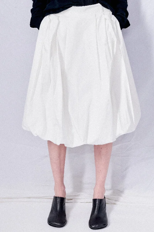 White Balloon Midi Skirt wool skirt warm