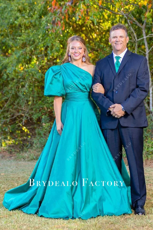 Jade One Sleeve A-Line Long Train Homecoming Dress Tunics Long Elegant