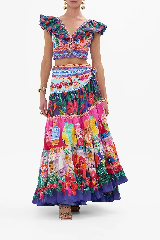 WRAP SKIRT WITH GATHERED PANELS QUEENS OF CREATION belted skirt waist