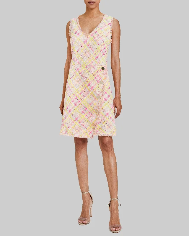 ELIA Sleeveless Asymmetric Sheath Dress Tunics Silk luxurious