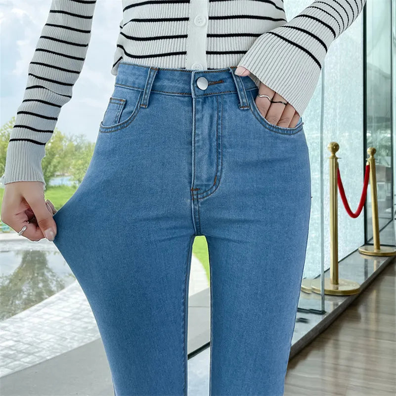 Women Stretch Jeans Lady Slim Skinny Pencil Jeans High Waist Vintage Pants Girls Leggings Straight Leg Korea Fashion Trousers Cozy Full-Length Workout Leggings Women Stretch Jeans Lady Slim Skinny Pencil Jeans High Waist Vintage Pants Girls Leggings Straight Leg Korea Fashion Trousers Cozy Full-Length Workout Leggings