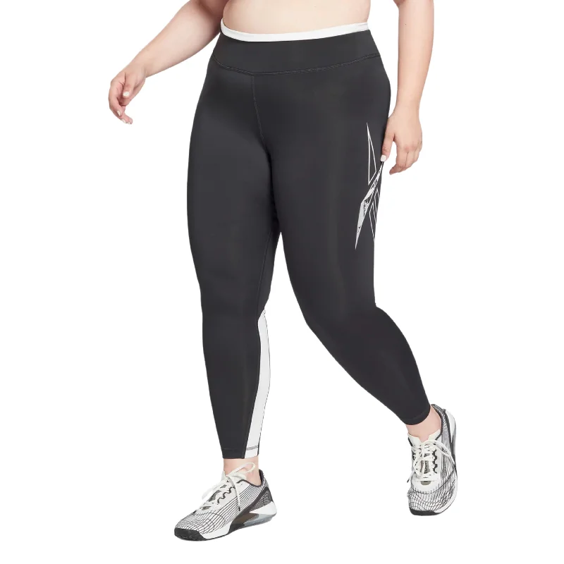 REEBOX - Plus Size Logo Graphic Leggings Elegant Metallic Leggings