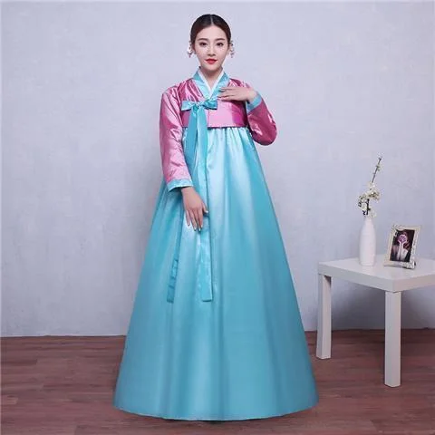 Dark Pink Dress and Light Blue Skirt