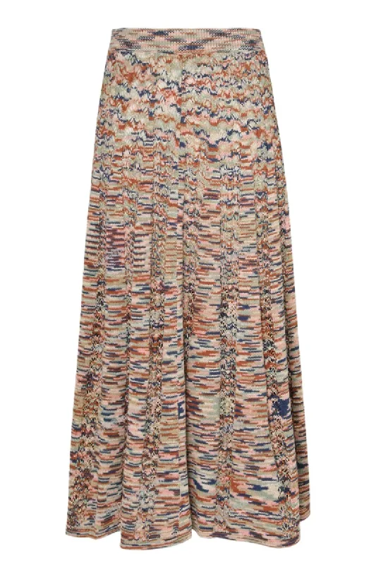 Wylie Flared Knit Skirt patchwork skirt art