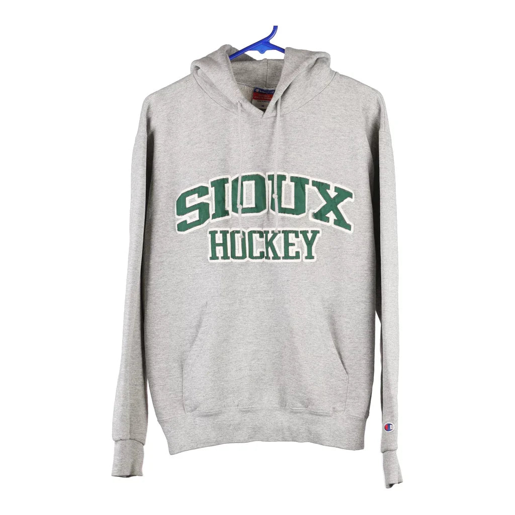 Sioux Hockey Champion College Hoodie - Medium Grey Cotton Blend Oversized Hoodie Comfort Casual