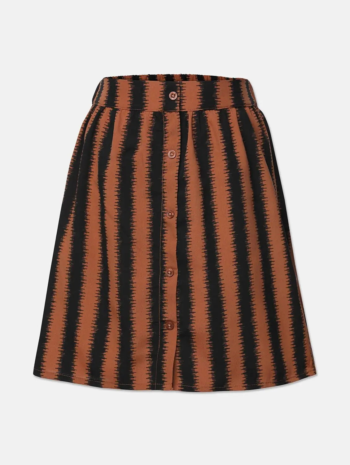 Drama Brown Stripes Print Girl Skirt denim skirt classic