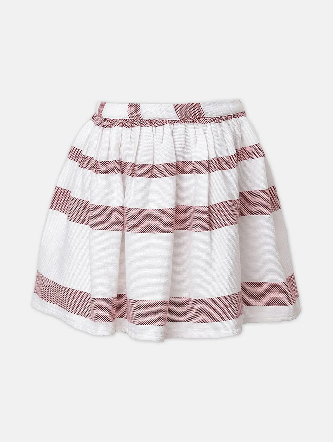 Gracy White Cotton Stripes Print Girl Skirt lace skirt romantic