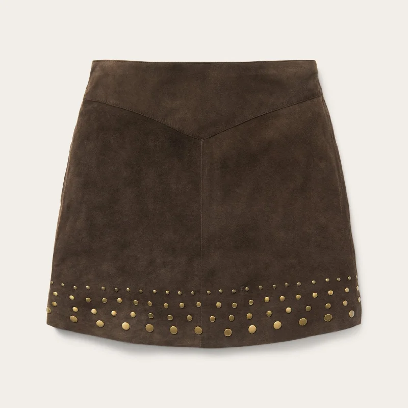 Lamb Suede Skirt with Nailheads silk skirt lustrous