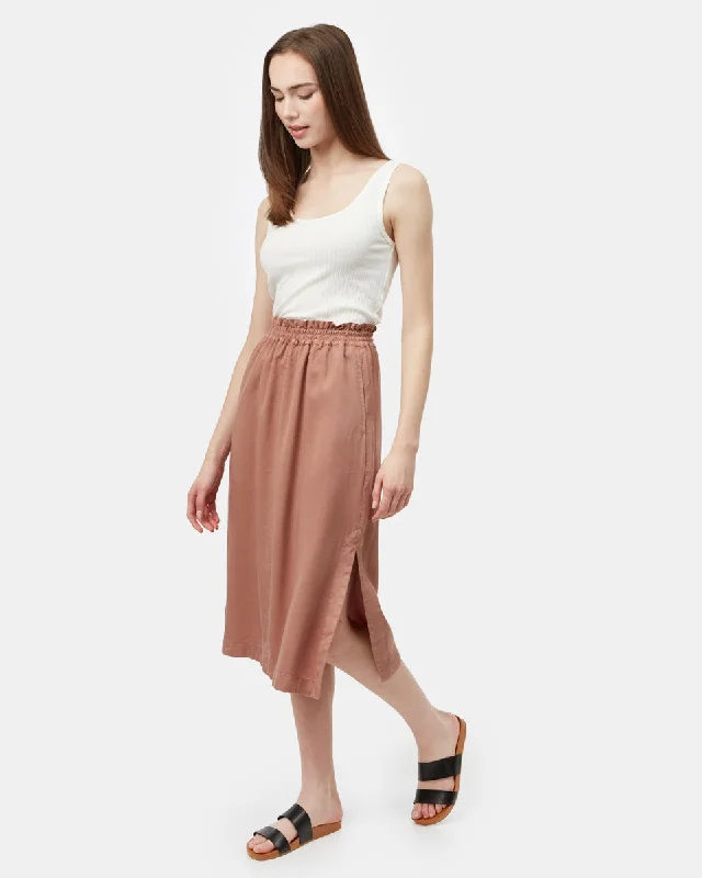 Tencel Midi Skirt ruffled skirt detail