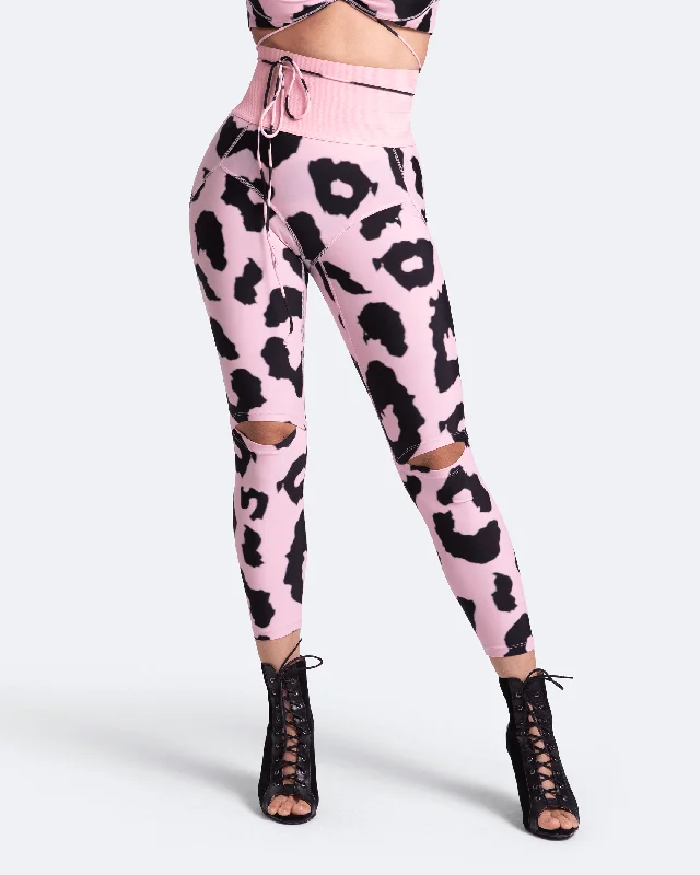 High-Rise Knee-Slit Leggings Stylish Patterned Active Leggings