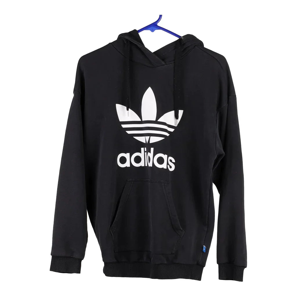 Adidas Spellout Hoodie - XS Black Cotton Blend Hoodie with Slim Fit Tailored Modern