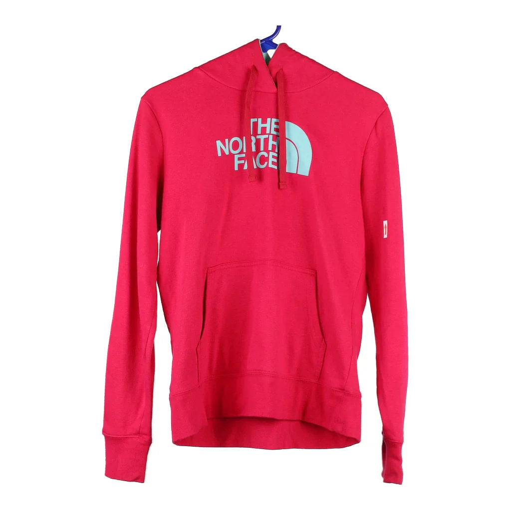 The North Face Spellout Hoodie - Medium Pink Cotton Blend Hoodie with Bell Sleeves Flared Feminine