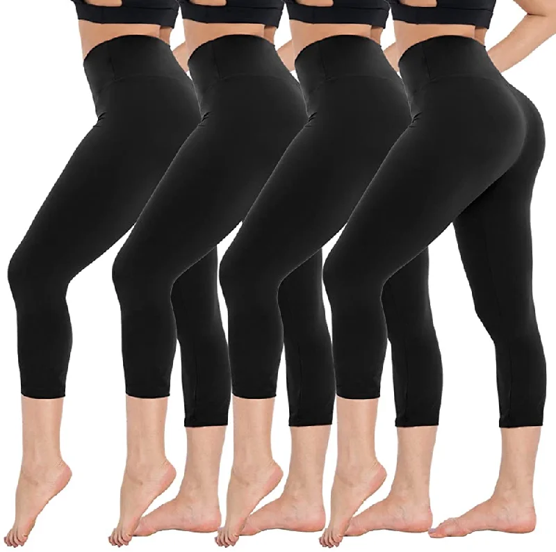 4 Pack High Waisted Compression Leggings Trendy Seamless Sports Leggings