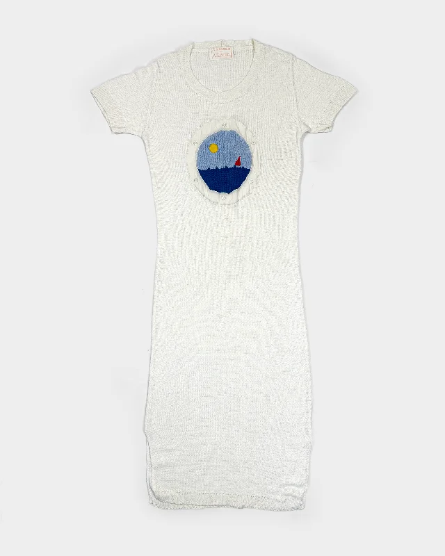 JC Castelbajac x Iceberg White Light Dress 1990's Tunics Mesh breathable