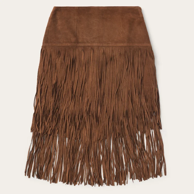 Suede Fringed Skirt patchwork skirt art