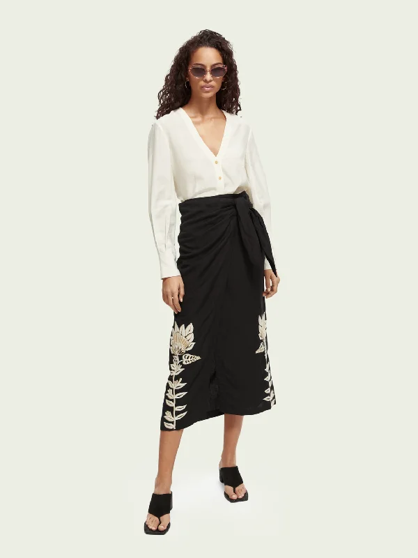 Embroidered Midi Skirt cashmere skirt fine