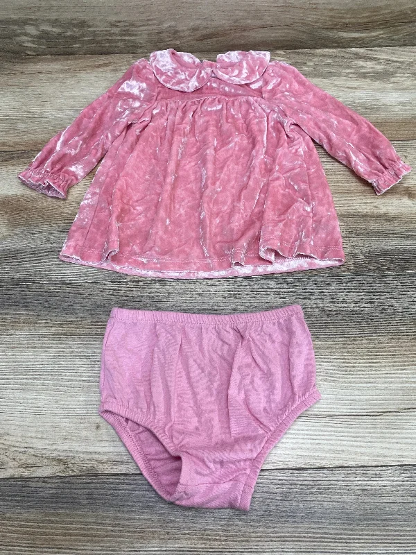 Cat & Jack 2pc Velvet Dress & Bloomers Pink sz 6-9m Tunics Top rated