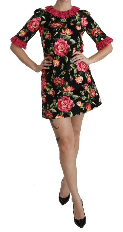 Dolce & Gabbana Elegant Floral Lace A-Line Mini Women's Dress Tunics Practical durable