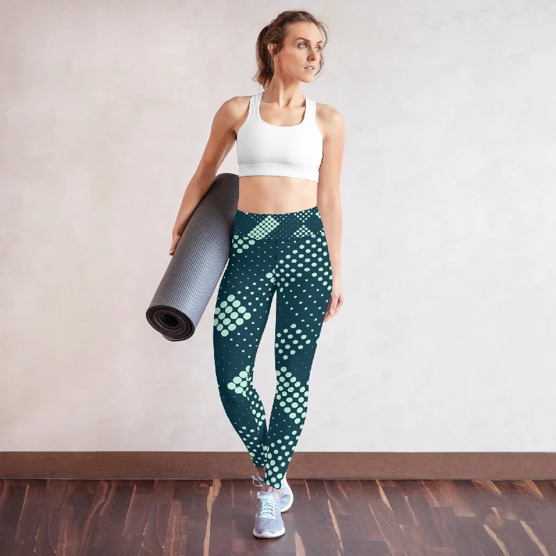 Legging de Yoga "Bleu points turquoises" Elegant Casual Fit Leggings