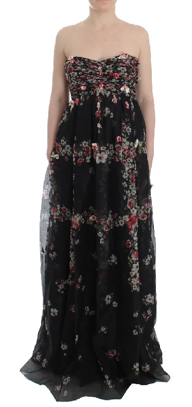 Dolce & Gabbana Elegant Strapless Silk Maxi Women's Dress Tunics Chic fashionable