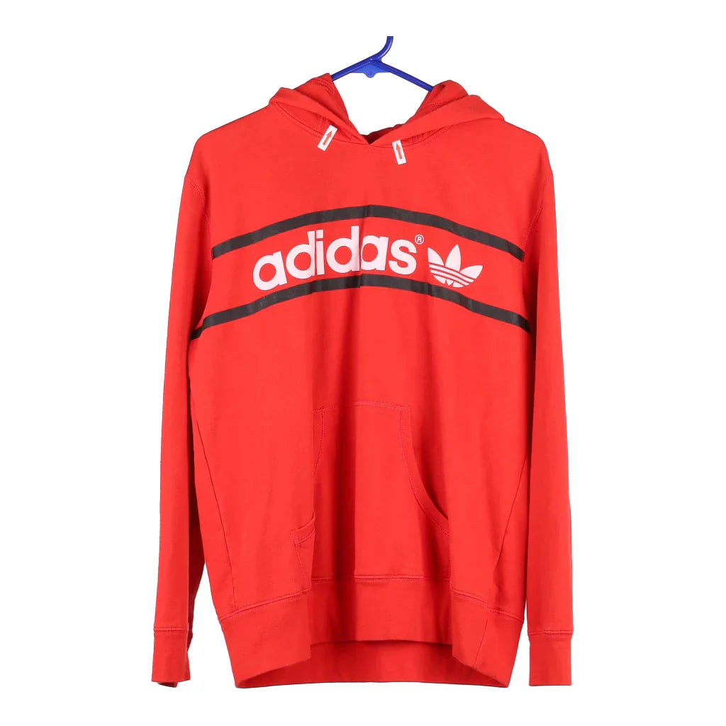 Adidas Spellout Hoodie - XL Red Cotton Blend Hoodie with Drawcord Adjustable Secure