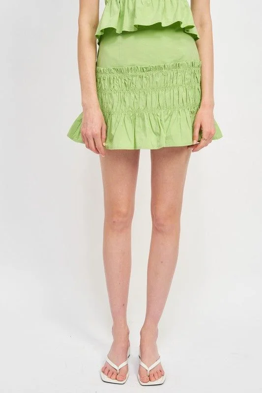 Emory Park | High Waist Gathered Mini Skirt cashmere skirt fine