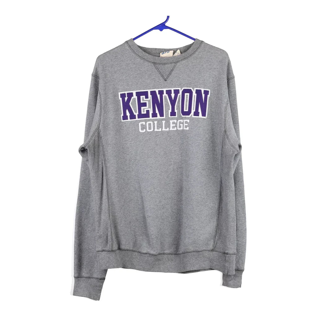 Kenyon College Blue 84 College Sweatshirt - Medium Grey Cotton Blend Hoodie with Rolled Sleeves Casual Relaxed