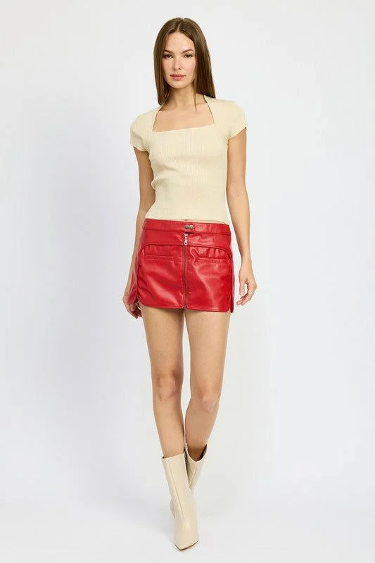 Emory Park Moto Mini Skirt With Zipper chiffon skirt delicate