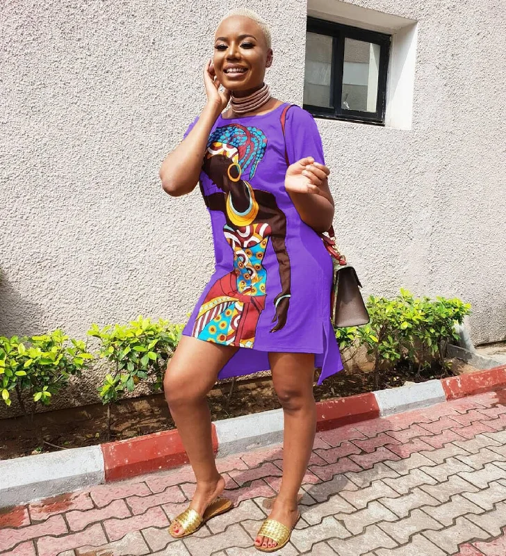 African Girl Print Casual Dress, Plus Sizes Tunics Corduroy durable
