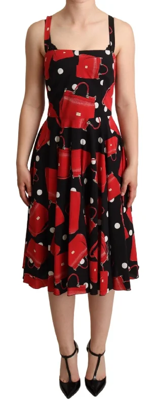 Dolce & Gabbana Sicilian Bag Print Sleeveless Midi Women's Dress Tunics Handmade artisanal Dolce & Gabbana Sicilian Bag Print Sleeveless Midi Women's Dress Tunics Handmade artisanal
