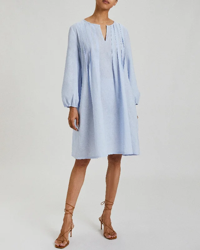 LANET Relaxed Fit Shift Dress with Tuck Detail Off-the-shoulder Chic Trendy