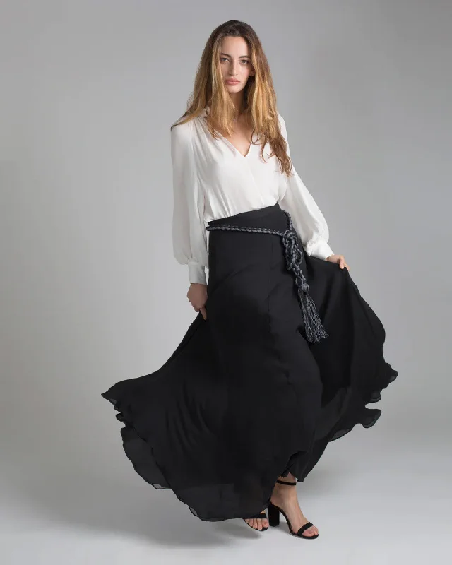 Georgette Long Double Layer Skirt chiffon skirt flowing