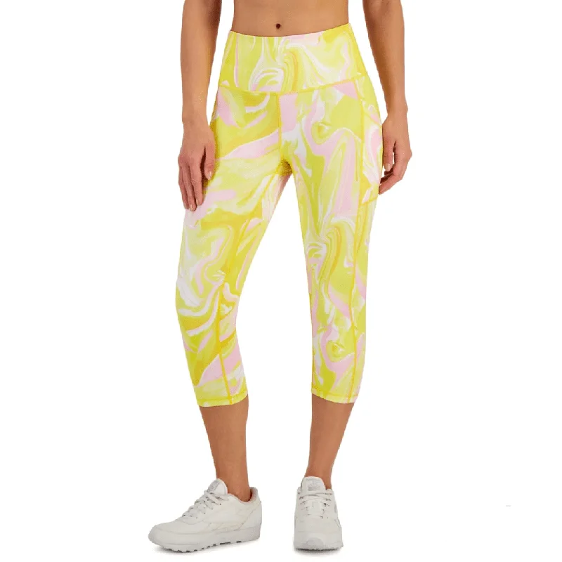 IDEOLOGY - Women's Compression Side-Pocket Cropped Leggings Cozy Sweat-Wicking Leggings