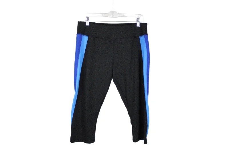 Athletic Works Black Blue Capri Legging | L Comfortable Slim Fit Leggings