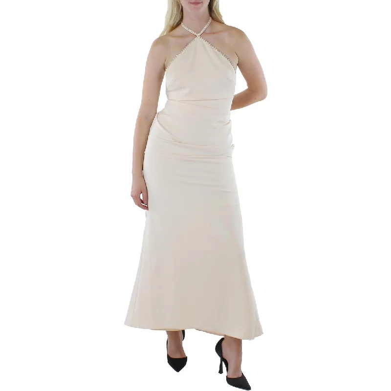 Womens Embellished Halter Evening Dress Casual Short Summer
