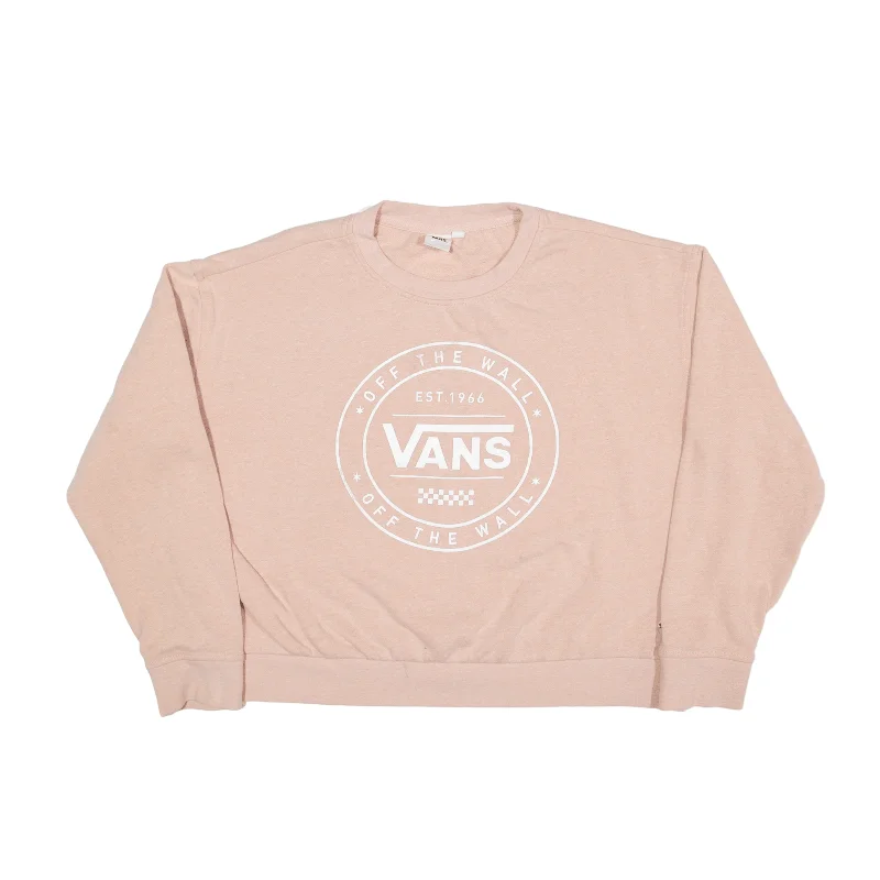 VANS Crop Sweatshirt Pink Womens M Hoodie with Front Slit Layering Stylish