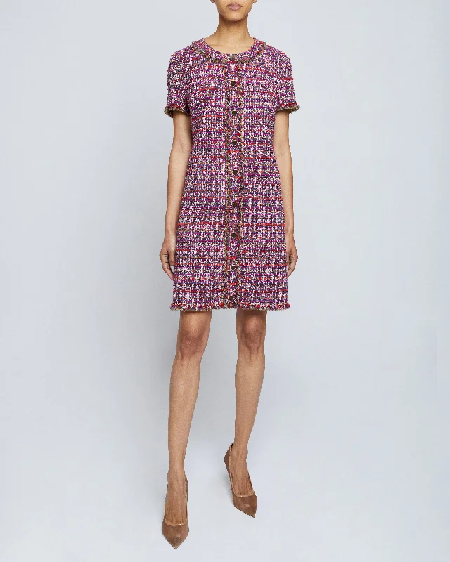 SHEA Short Sleeve Shift Dress in Lightweight Modern Tweed Tunics Luxurious high-end