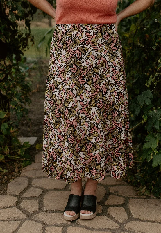 The Rin Skirt by Part Two - Crabapple Leaf spandex blend skirt