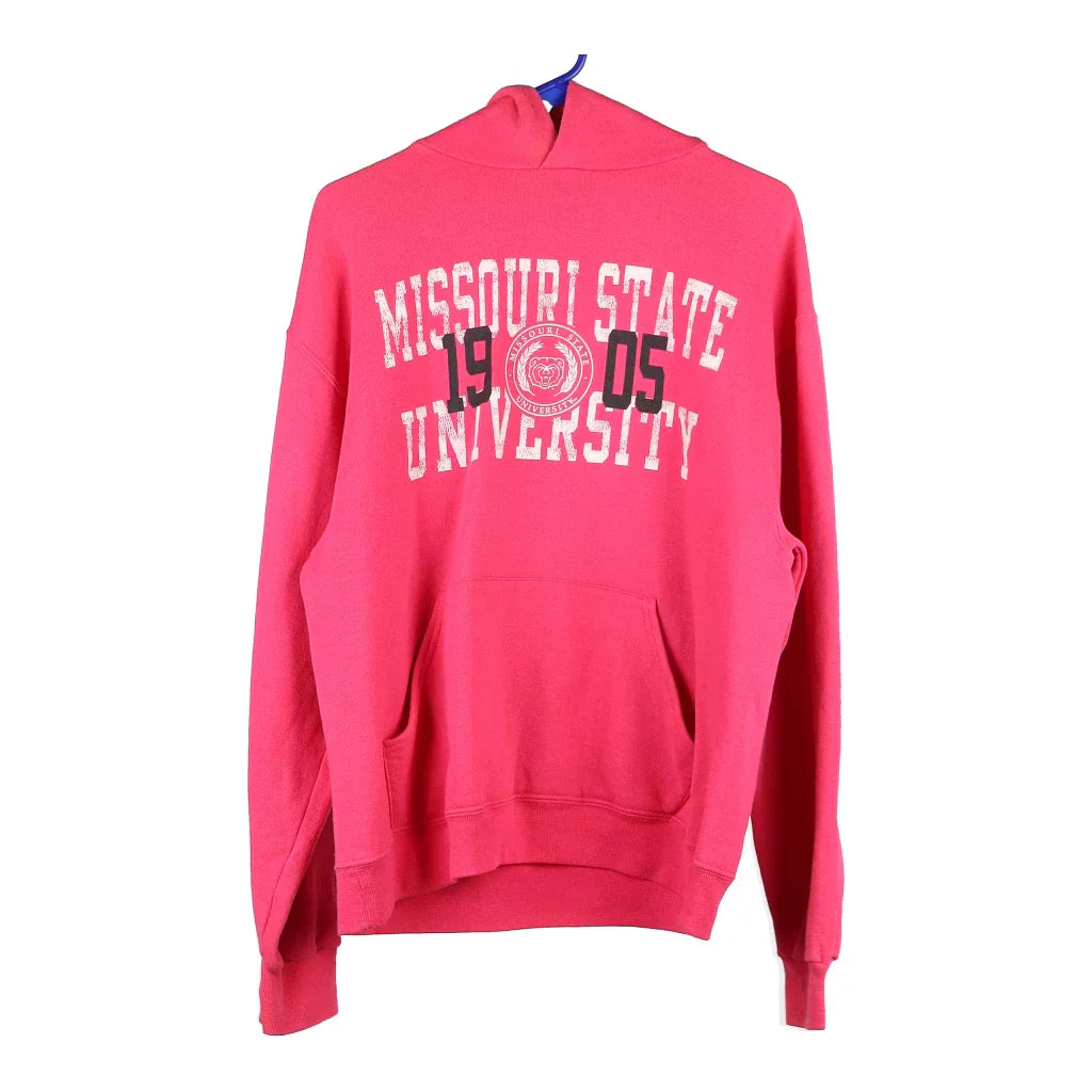 Missouri State University Russell Athletic College Hoodie - Medium Pink Cotton Blend Hoodie with Ribbed Cuffs Snug Fit Comfort